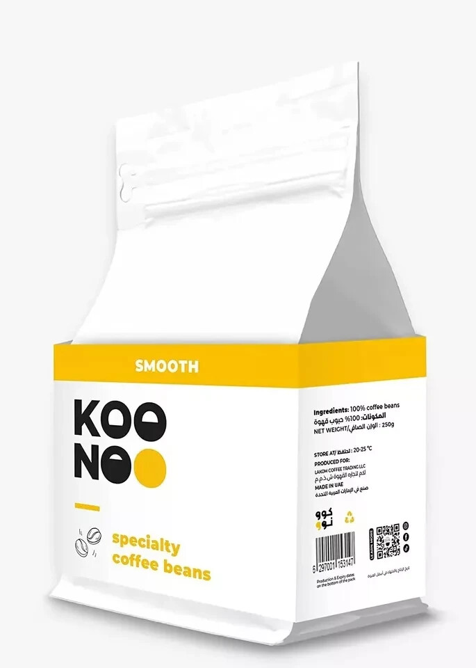 Koonoo Smooth Specialty Coffee Beans Medium Roast 250g Made in UAE Free Shipping