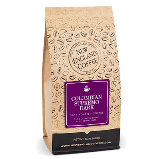 NEW ENGLAND COFFEE COLOMBIAN SUPREMO DARK WHOLE BEAN COFFEE 1LB