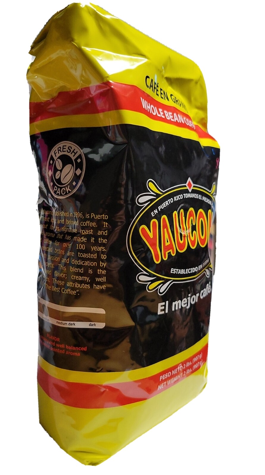 CAFE YAUCONO, MEDIUM ROAST WHOLE BEAN COFFEE 5 Bags 10 Lbs. Total