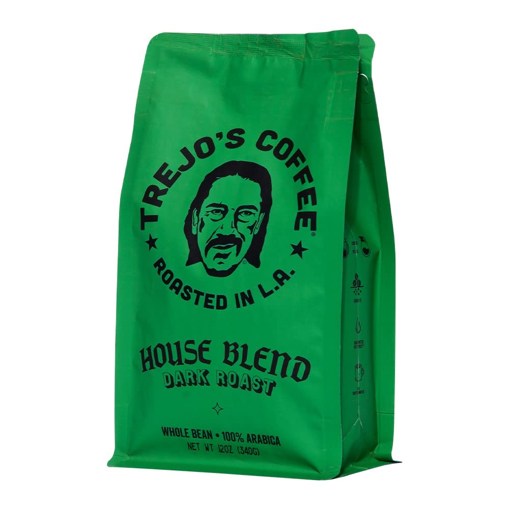 Trejo’s Coffee House Blend Dark Roast Whole Bean Coffee 12 Ounce Bag 100% Ara…