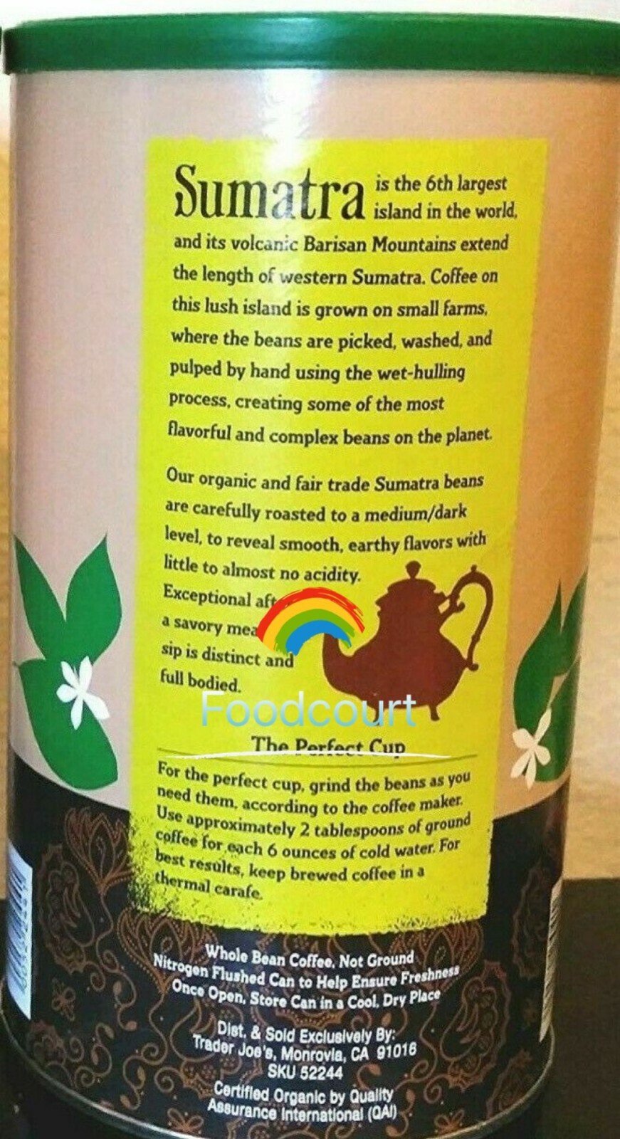 2 Packs Trader Joe’s Organic Fair Trade Sumatra Whole Bean Coffee 13oz Each Pack