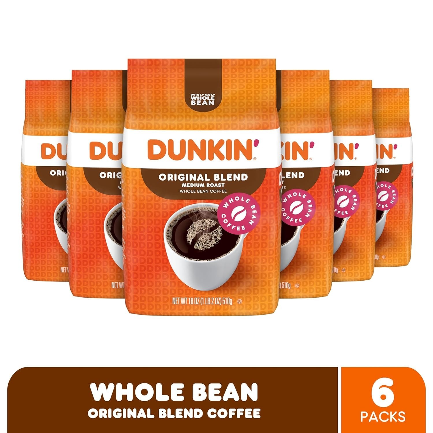 Blend Medium Roast Whole Bean Coffee, 18 Ounce Pack of 6