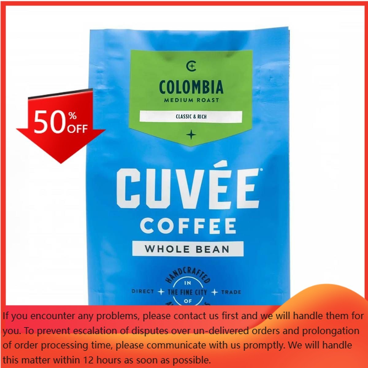 Cuvee Coffee Colombia Single Origin Medium Roast Whole Bean Coffee – 12oz