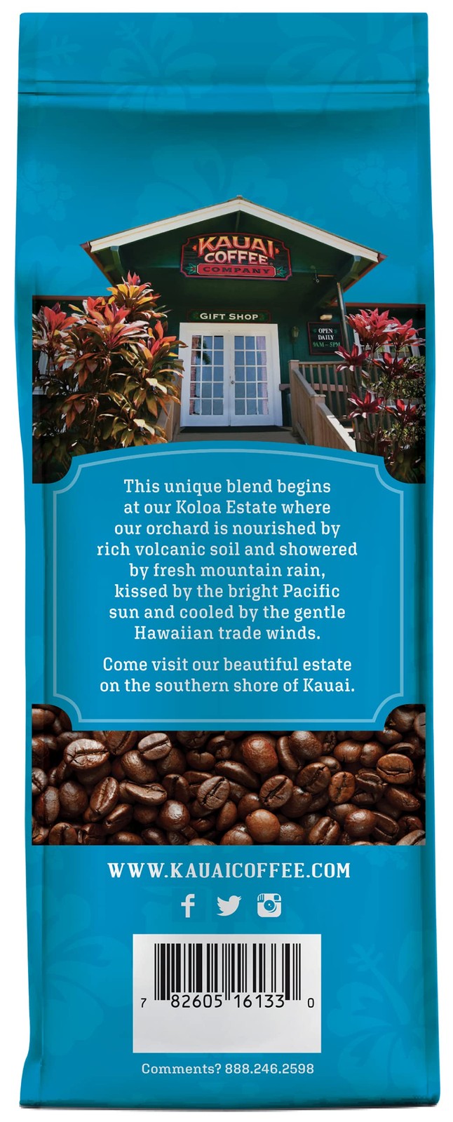 Kauai Whole Bean Coffee, Koloa Estate Medium Roast 100 Arabica, 10 Ounces