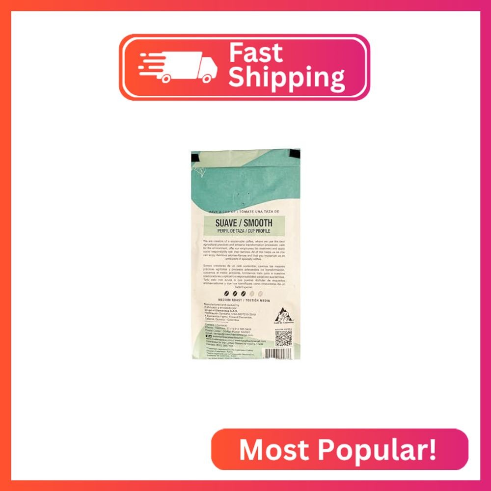 4 Elementos | Chocolate & Honey Organic Colombian Whole Bean Coffee 12 oz