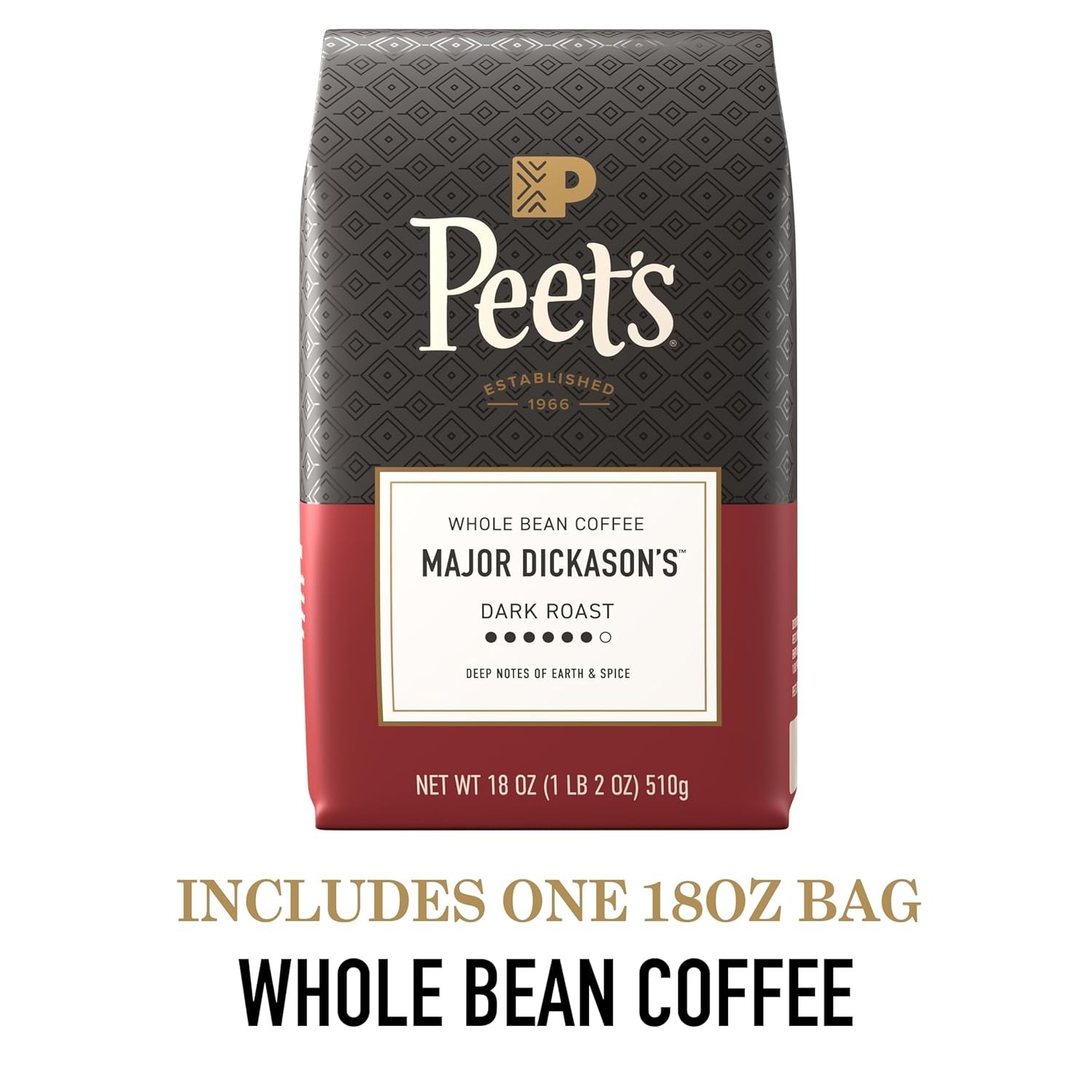 Exceptional 100% Arabica Coffee – Peet’s Major Dickason’s Dark Roast, 18 Ounce