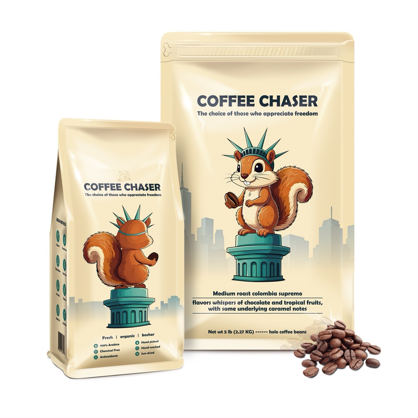 Coffee Chaser Freshly Medium Roasted Colombian Coffee Beans