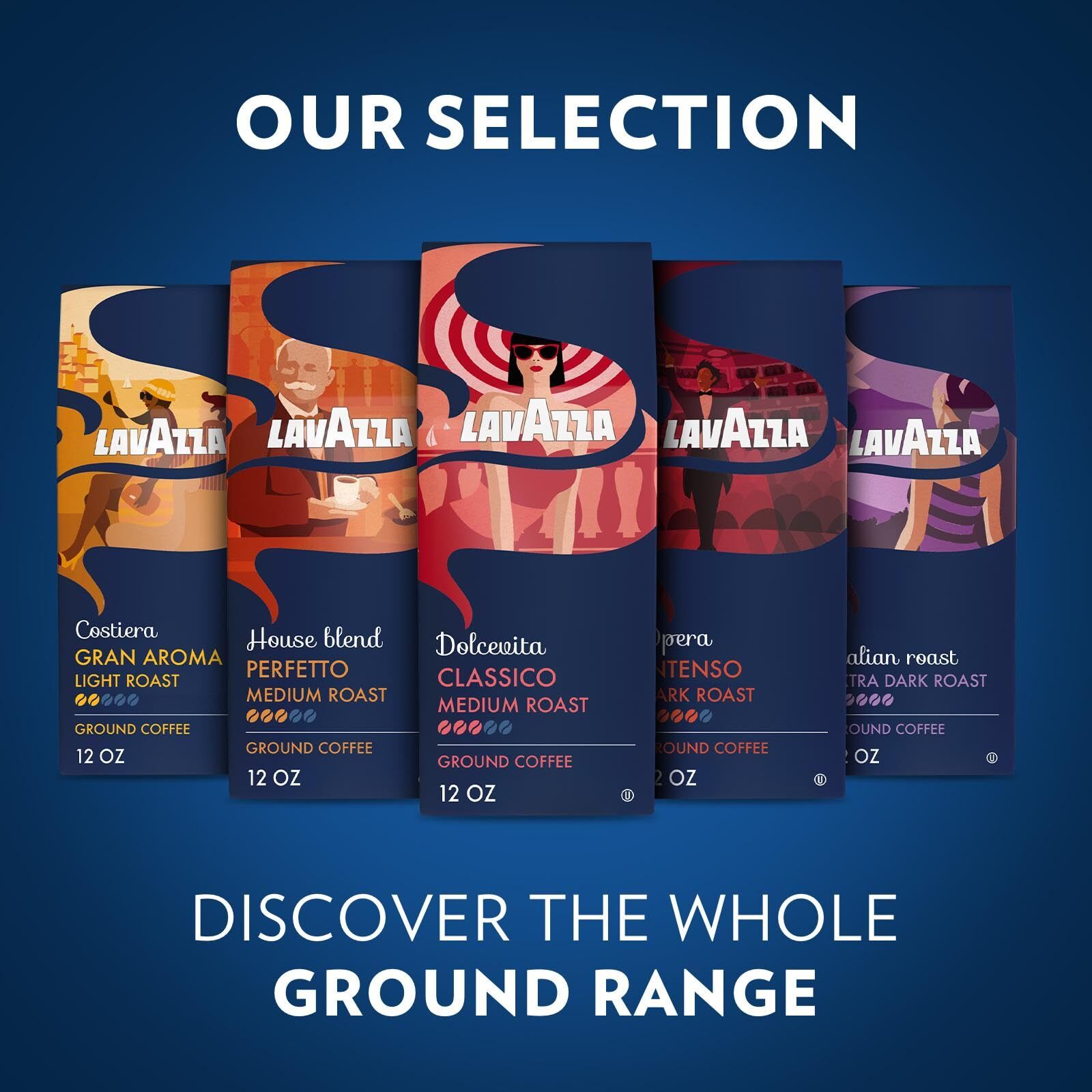 Lavazza Gran Aroma Ground Coffee 6 Bags 12oz Light Roast 100% Arabica