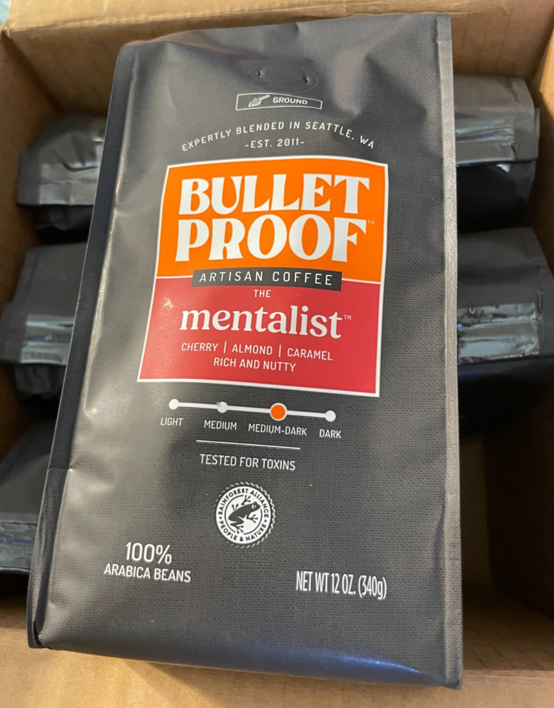 6-PACK Bulletproof The Mentalist Medium-Dark Roast Ground 12 Ounce BB 3/2027