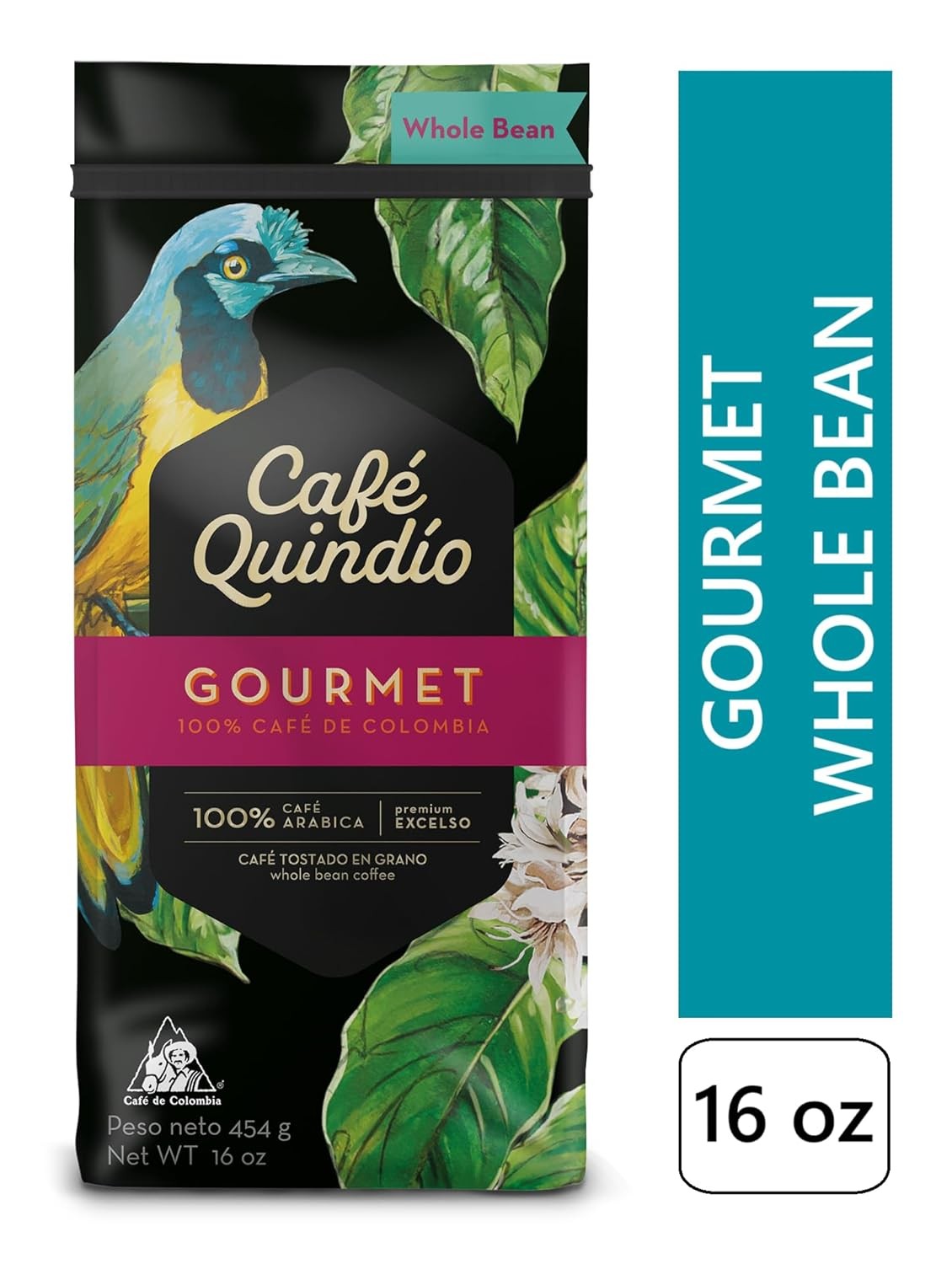 Medium Roast 100% Colombian Excelso Whole Bean Arabica Coffee – Gourmet – 16
