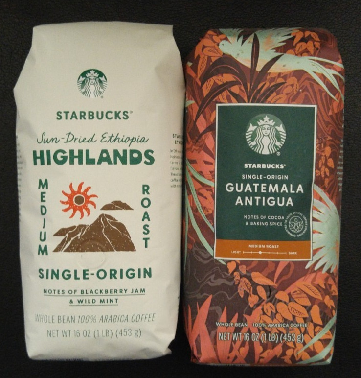 Starbucks Coffee 1lb Ethiopia Highlands & 1lb Guatemala Antigua – Lot of 2