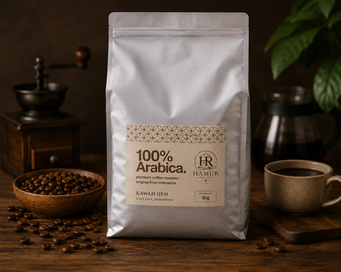 Kawah Ijen Arabica Coffee Beans 1kg Fresh Roasted Single Origin Indonesia Whole
