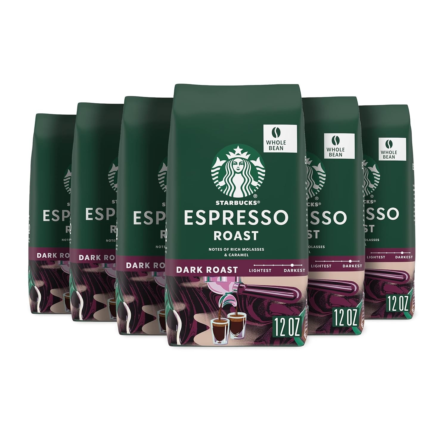 Dark Roast Whole Bean Coffee for Espresso Hot or Iced