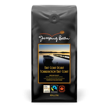 Jumping Bean East Coast Roast, Organic, Whole Bean Coffee, Medium, 454g/1 lb.