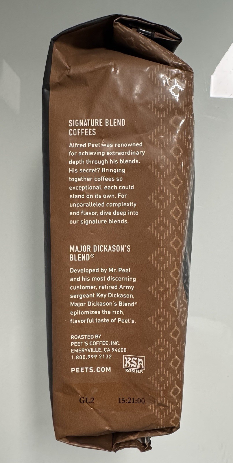 Peet’s Coffee Dark Roast Whole Bean Major Dickason Blend 4 Bags. BBD 10/23. Bulk