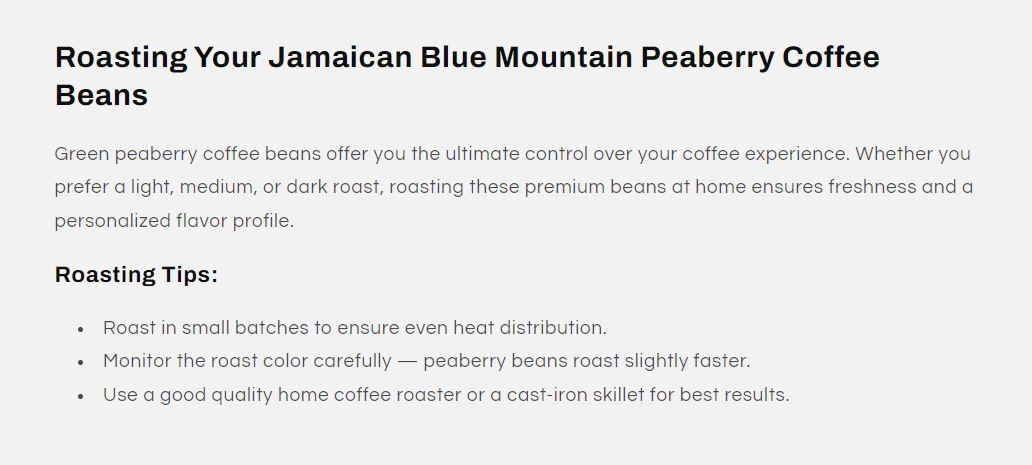100 Percent Peaberry Jamaica Blue Mountain Unroasted Green Coffee Beans Bulk