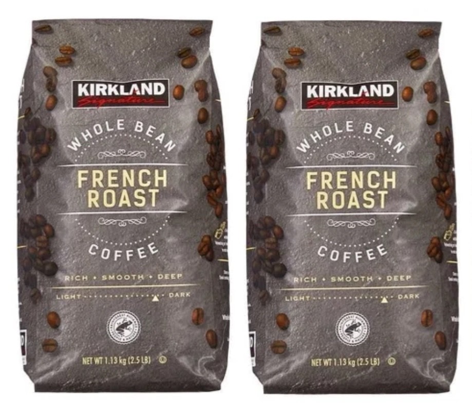 2 Pack- Kirkland Signature Whole Bean Coffee, French Roast, 2.5 lbs EXP 05/2027