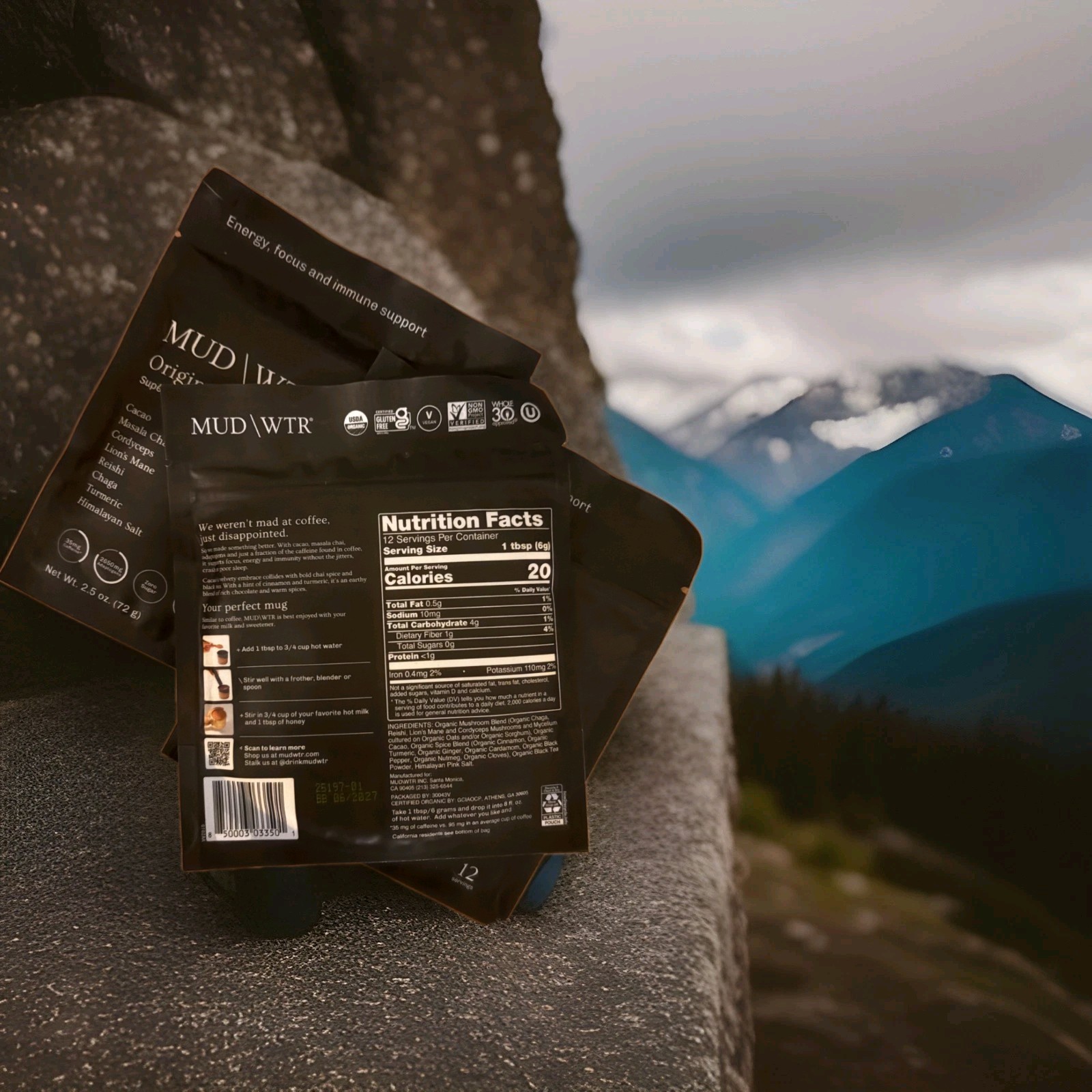 MUD WTR Original Organic Mushroom Superfunctional Coffee Alternative 2.5oz 3pack