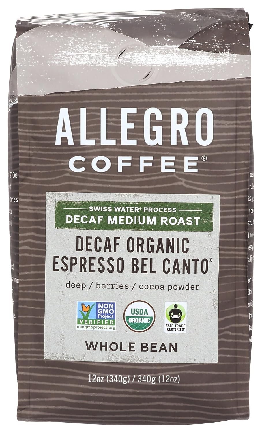 Decaf Organic French Roast Whole Bean Coffee 12 Ounce Pack of 1)