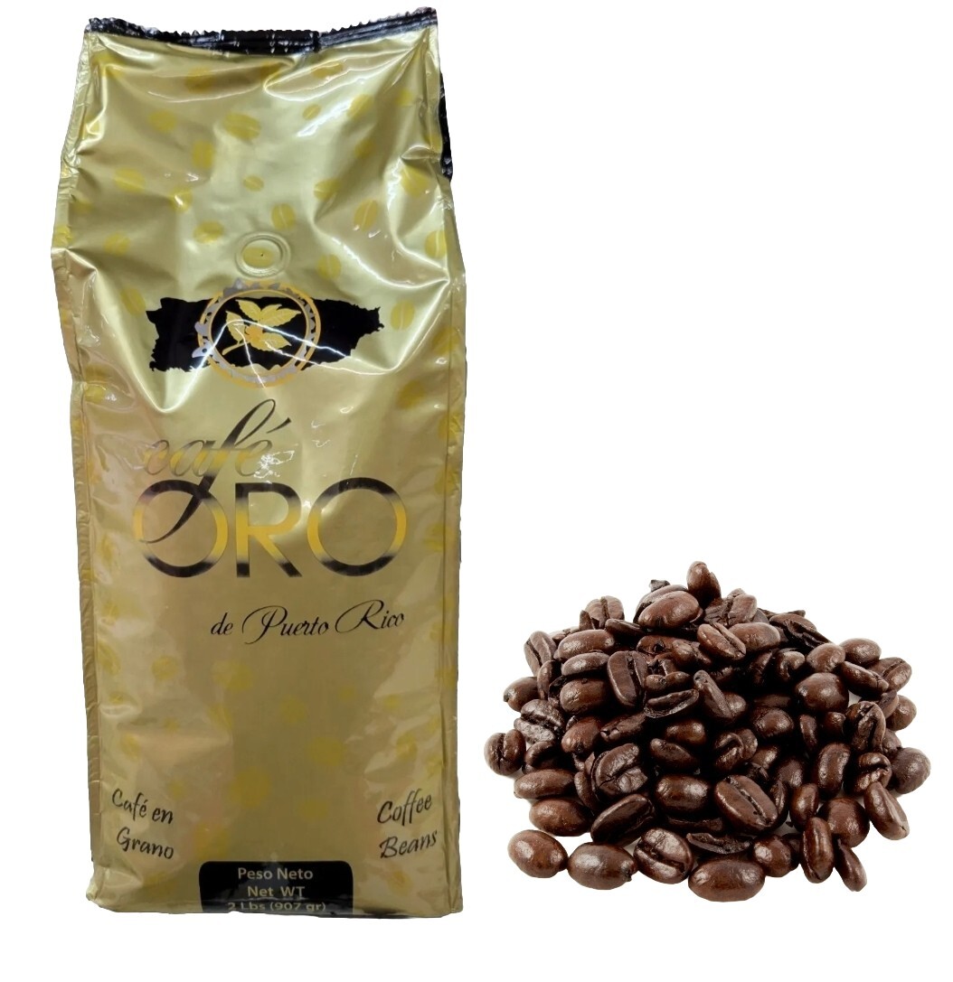 Gold COFFEE Cafe Oro Pure 100% WHOLE BEANS 2.2 lb PACK FAST SHIPPING