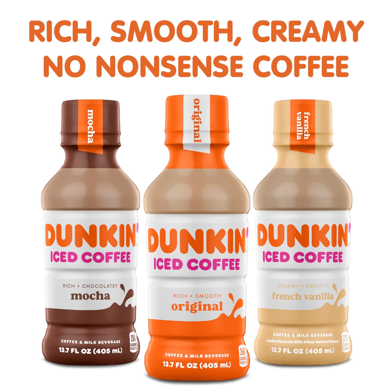 Dunkin’ Mocha Iced Coffee Bottle, 13.7 fl oz, 12 Pack
