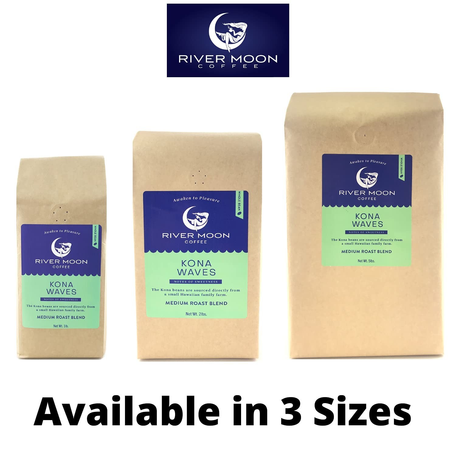 Kona Coffee Whole Bean – Medium Roast, 2 lbs Hawaiian Blend, 100% Arabica, Susta