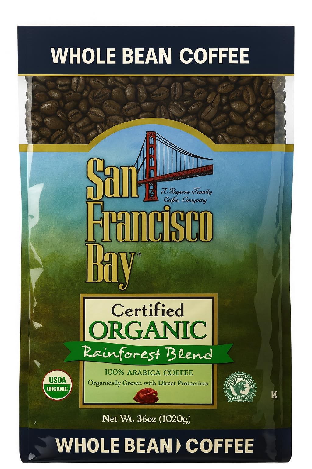 San Francisco Bay 100% Organic Coffee Rainforest Blend Whole Bean 3 Lbs