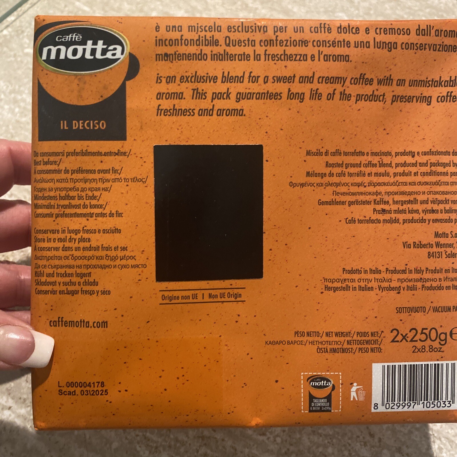 Caffe Motta Italian Gusto Forte Ground Coffe 2- 8.8 Oz Packs 17.6 Oz 500g