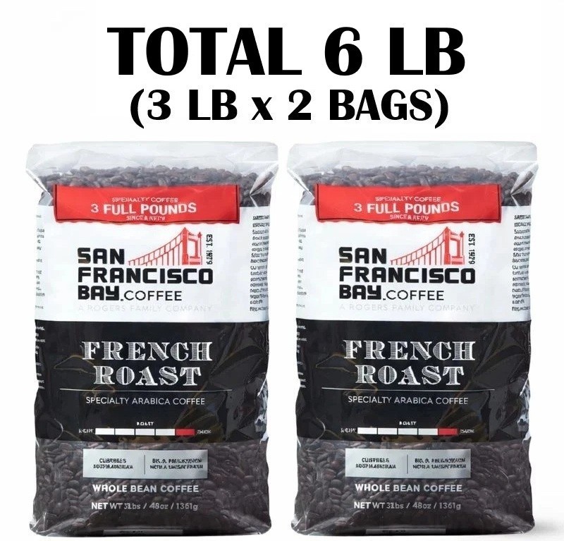San Francisco French Roast Whole Bean Coffee 3 Lb, 2-Pack