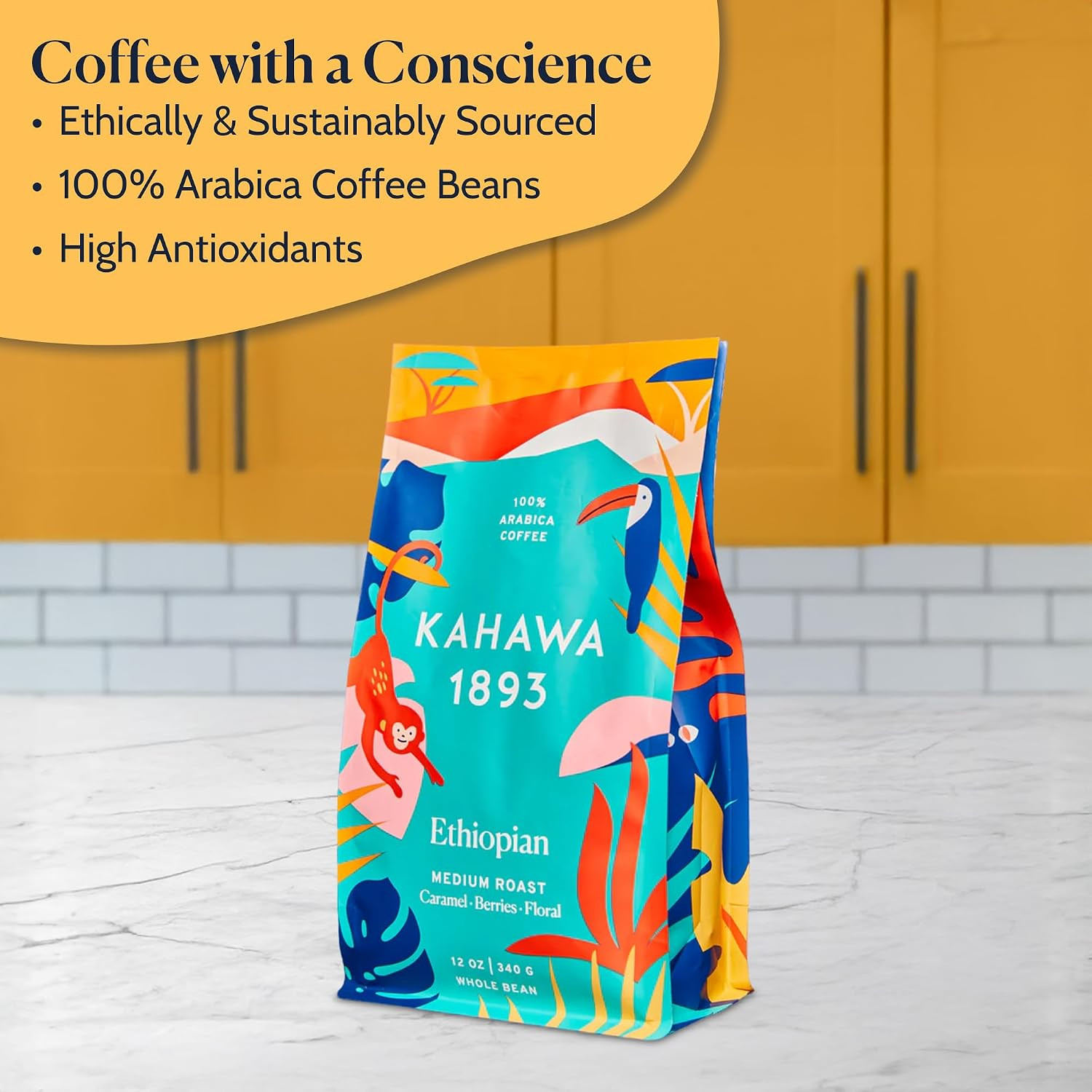 Whole Bean Coffee Medium Light Roast Ethiopian Blend 24 Oz – as Seen on Shark Ta