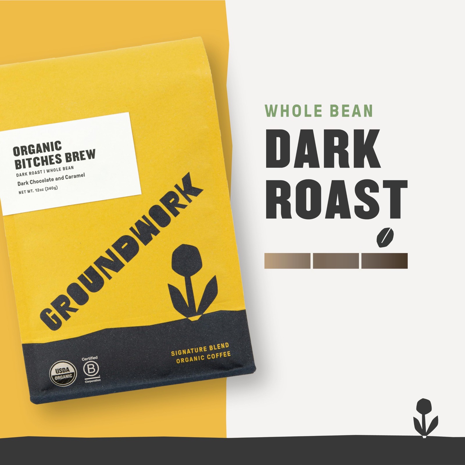 B*tches Brew Whole Bean Coffee Dark Roast Blend – USDA Organic Signature Blen…