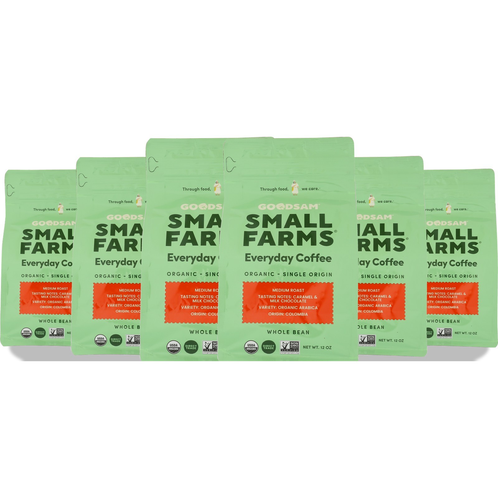 Goodsam Everyday Coffee Medium Roast Whole Bean Organic 12Oz 6 Pack