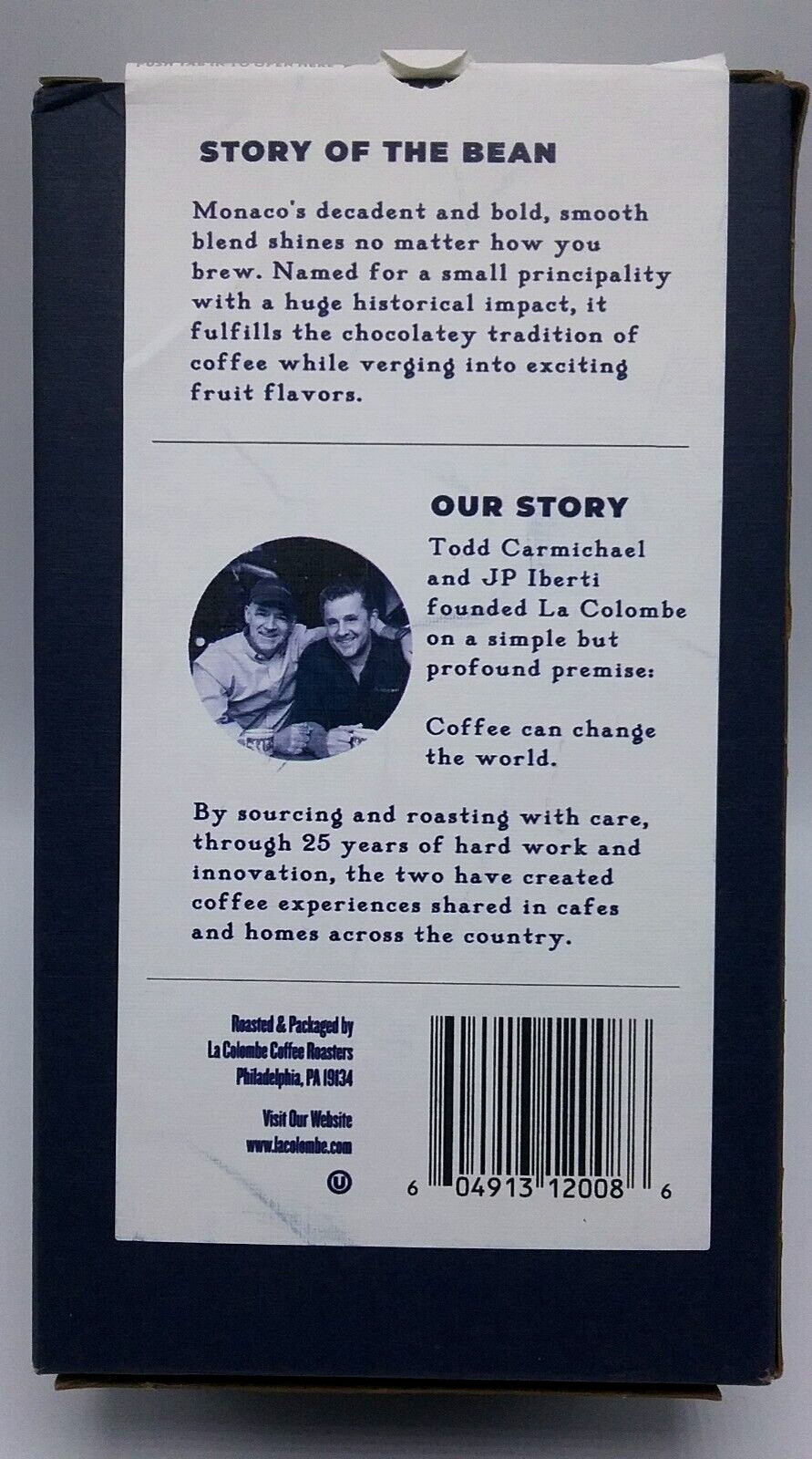 LA COLOMBE COFFEE MONACO MEDIUM ROAST BLEND WHOLE BEAN 12OZ