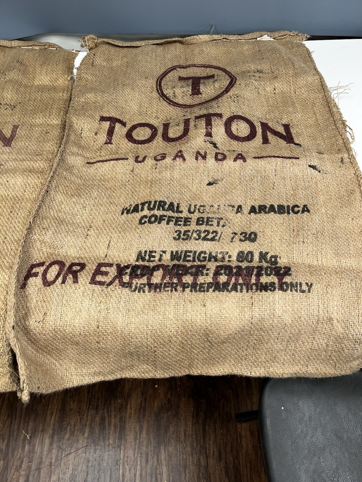 Touton Uganda Coffee Bean Burlap Sacks
