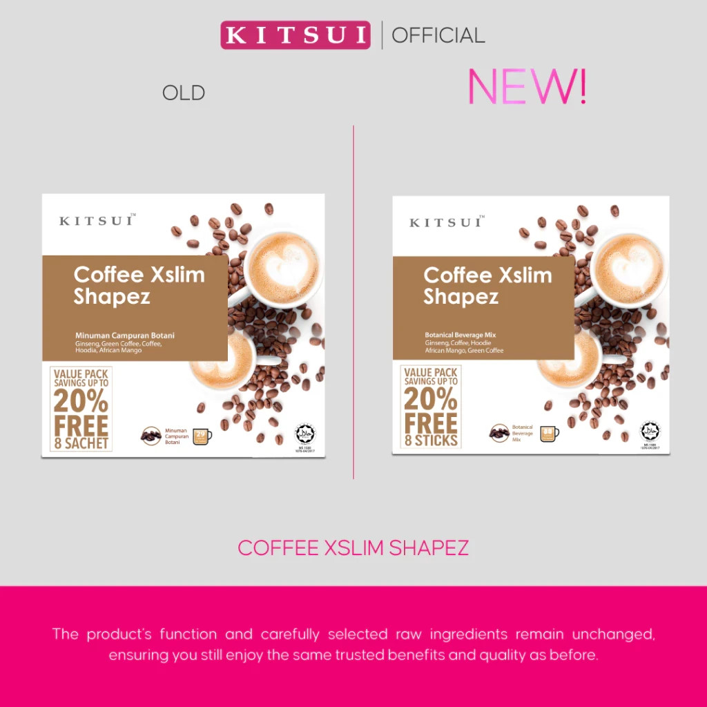 3x BOX KITSUI Coffee Xslim Shapez Slimming Diet Coffee | 27’s + 8’s x 15g