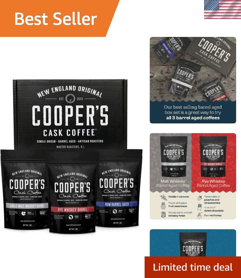 Three-Pack Bourbon Barrel Aged Whole Bean Coffee – Exquisite Flavor Profiles