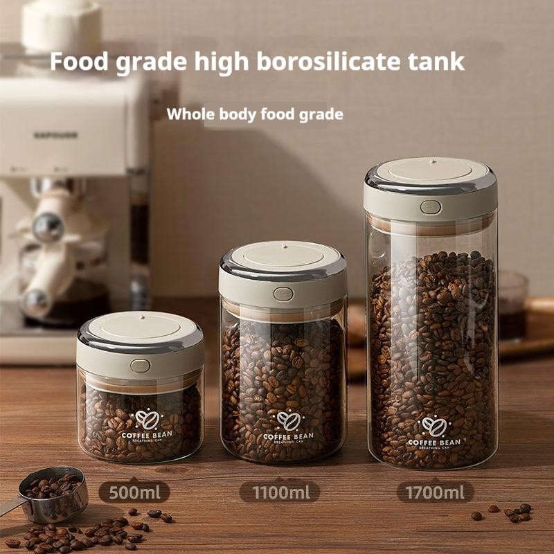 Coffee Bean Sealed Jar with Date Tracker and Waking Bean Valve Vacuum Food Grade