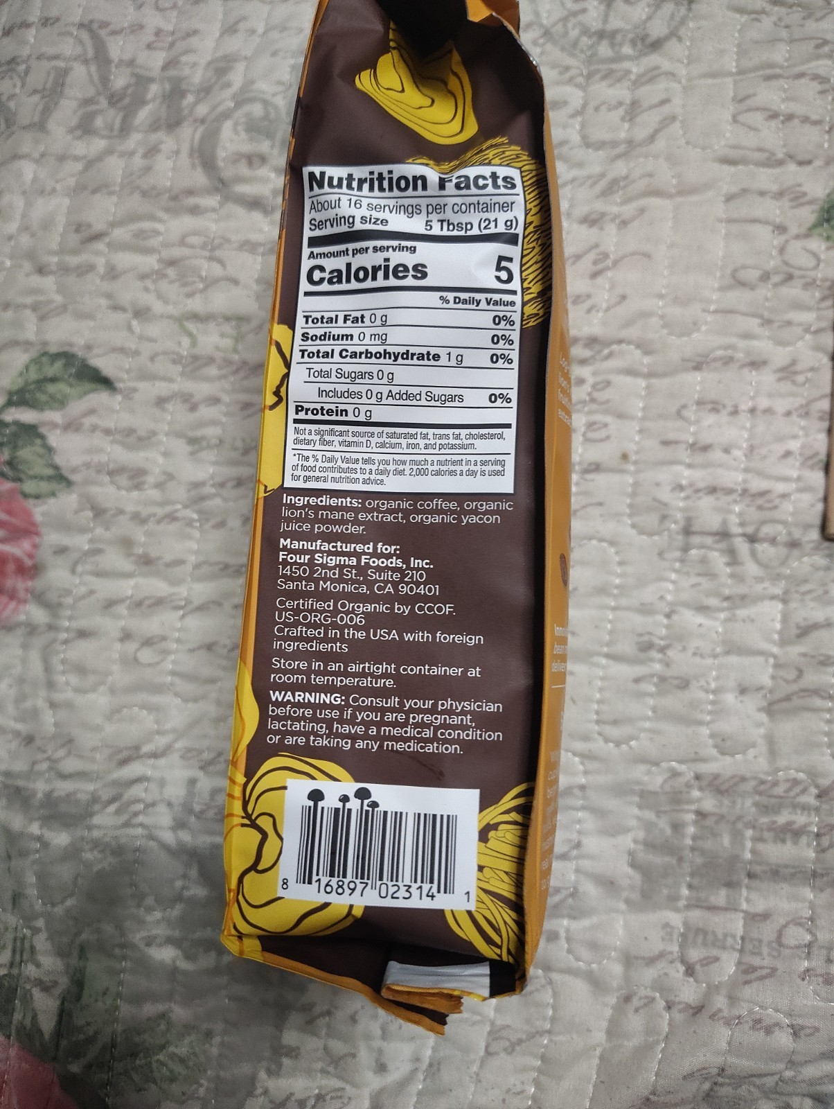 Four Sigmatic Think Organic Coffee Lions Mane Shroom Whole Bean 12oz Exp 07/2026