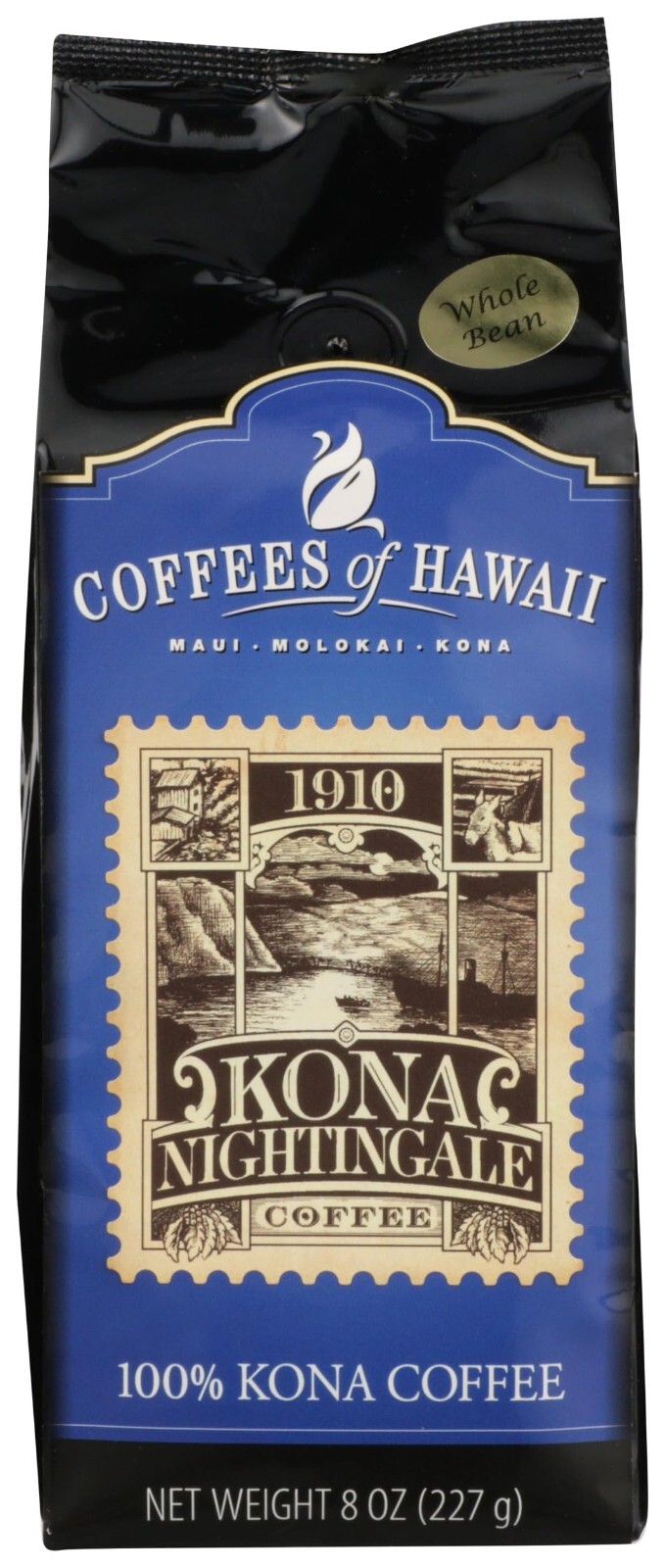 COFFEES OF HAWAII Kona Nightingale Whole Bean Coffee, 8 OZ