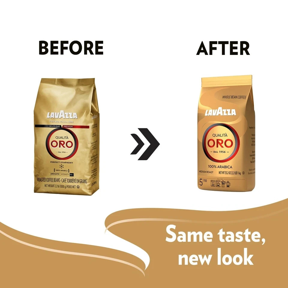Lavazza Qualitã Oro Whole Bean Blend, Medium Roast, 2.2 Pound (Pack of 1) ,100%