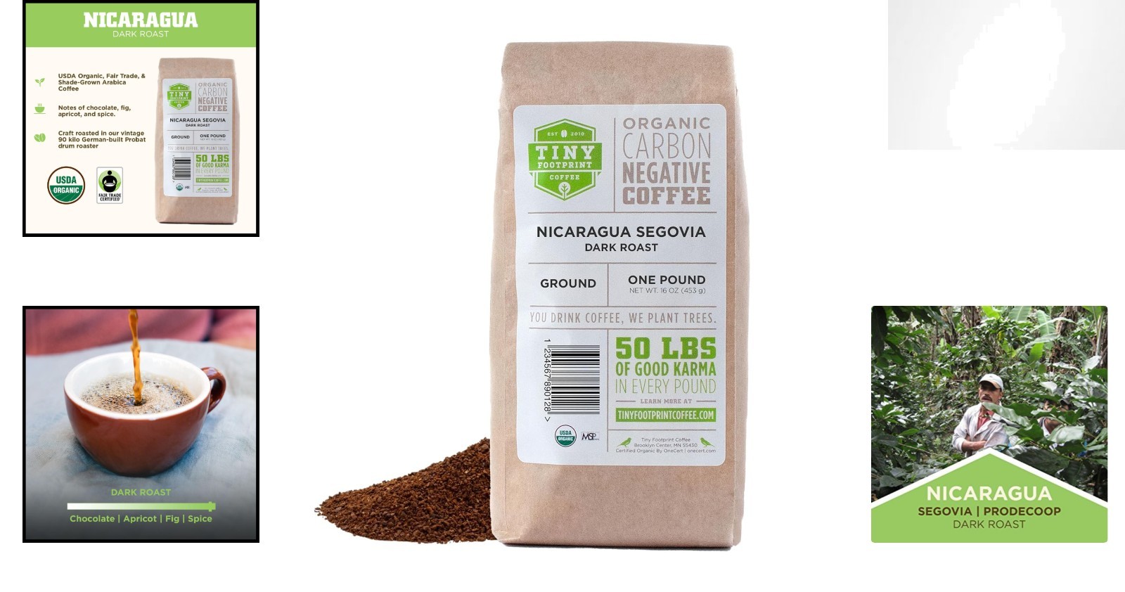 16 Oz Nicaragua Segovia Ground Organic Coffee, Dark Roast with Chocolate Notes