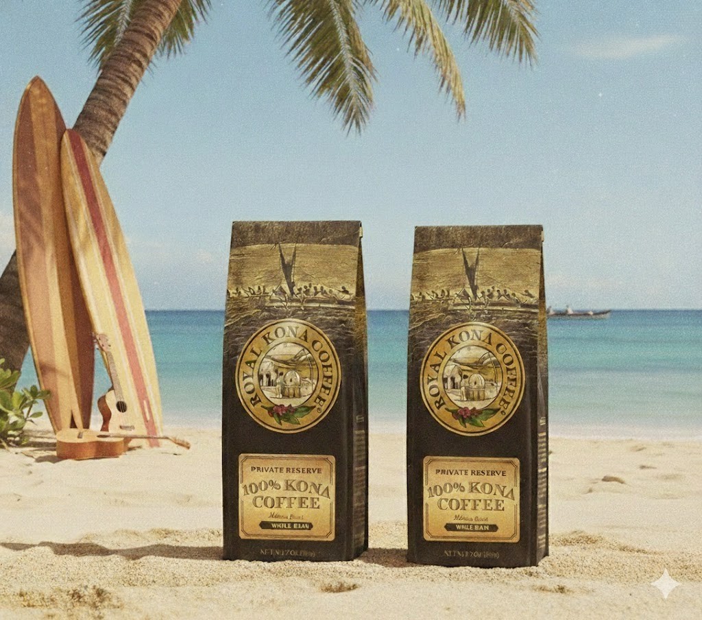 2 pk Hawaii ROYAL 100% KONA Coffee WHOLE BEAN PRIVATE RESERVE Medium Roast 7oz
