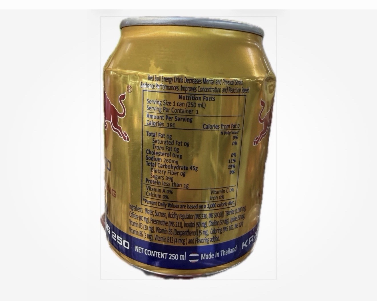 Thailand Red Bull Kratingdaeng can 250ml – Pack Of 6 Free Shipping-USA Seller