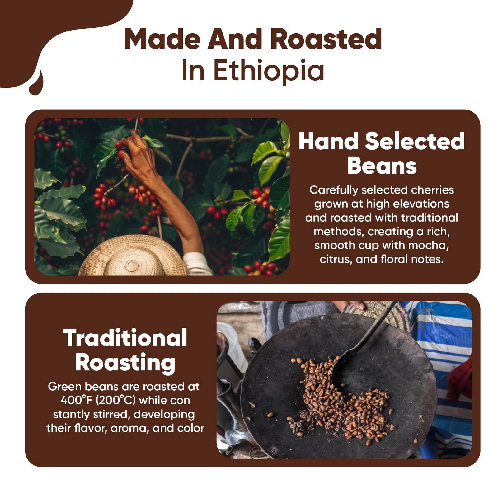 Guzzling Goat Premium Ethiopian Medium Roast Whole Bean Arabica Coffee Beans Box
