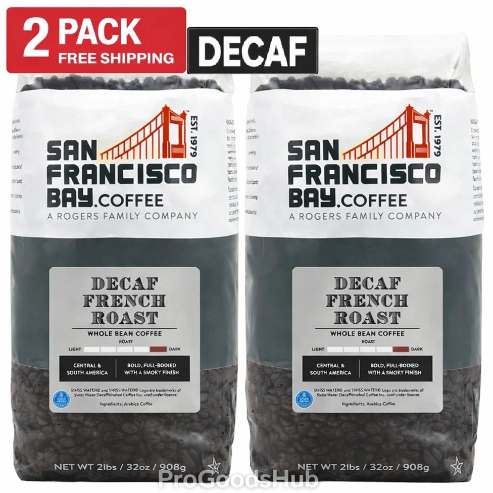San Francisco Bay DECAF French Roast Whole Bean Coffee 2 Lb, 2-Pack (TOTAL 4LB)