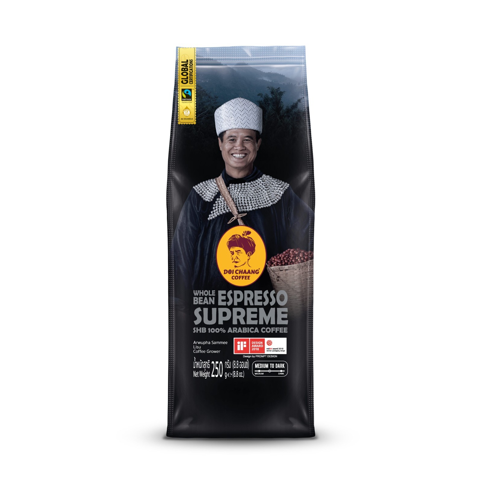 Doi Chaang Coffee Thailand Whole Bean Espresso Supreme 100% Arabica 250g x 2 Bag