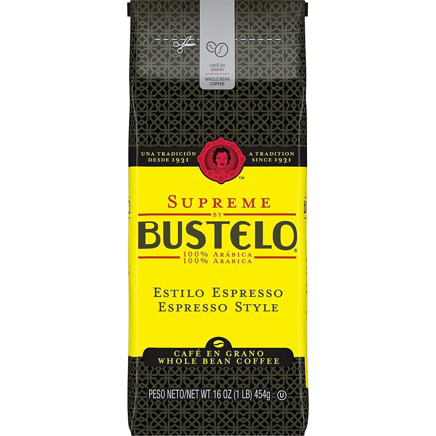 Cafe Bustelo Supreme Whole Bean Espresso Coffee, 16-Ounce Bag (1 Pound)
