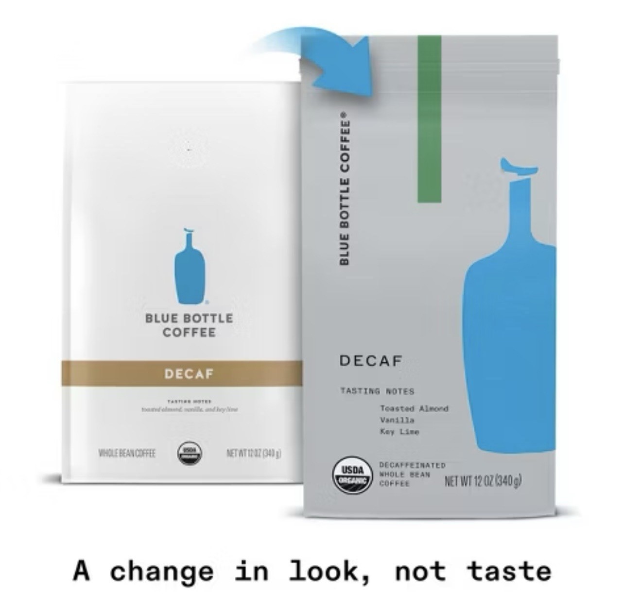 Blue Bottle Whole Bean Organic Coffee, DECAF, Medium Roast, 12 oz bag Pack