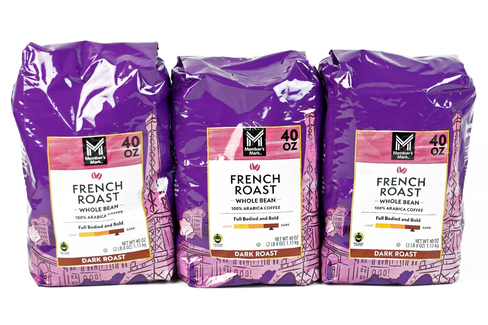 Member’s Mark French Roast Whole Bean Coffee 40 oz. Bag (x3) -E