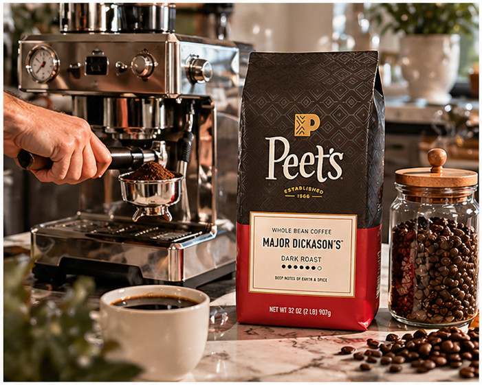2lb Peet’s Coffee Dark Roast Whole Bean. Major Dickason’s Blend 32oz